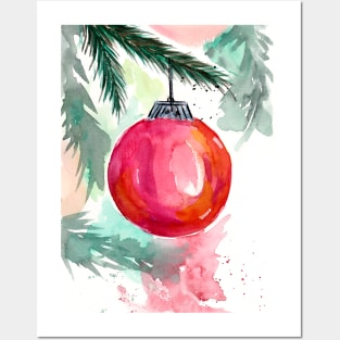 Red Christmas Tree Ornament Posters and Art